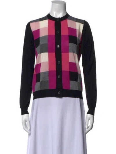 Pre-owned Marni Virgin Wool Plaid Print Sweater In Pink