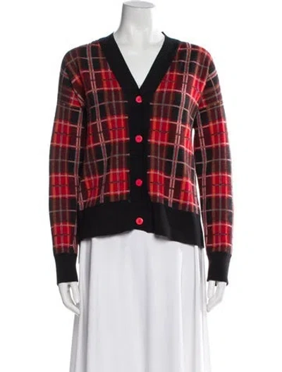 Pre-owned Marni Virgin Wool Plaid Print Sweater In Red