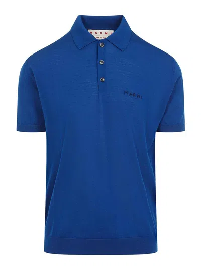 Marni Short Sleeve Polo Shirt In Blue