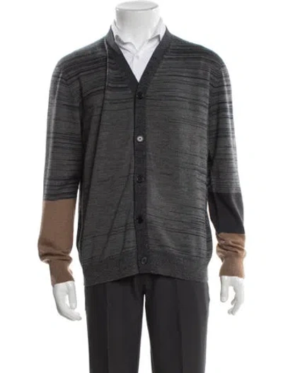 Pre-owned Marni Virgin Wool Printed Cardigan In Gray