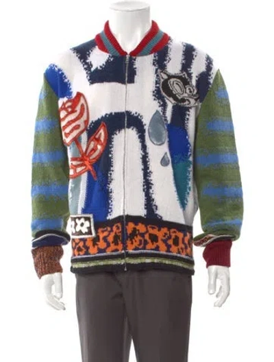 Pre-owned Marni Virgin Wool Printed Cardigan In White