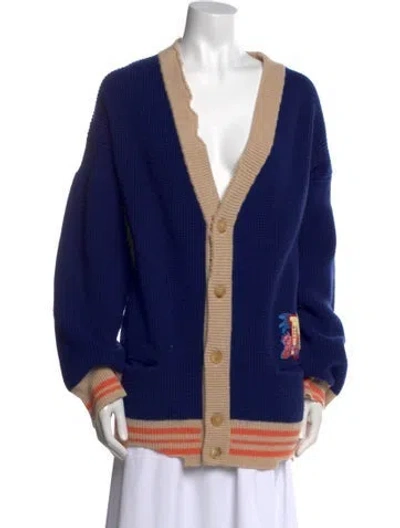 Pre-owned Marni Virgin Wool Printed Sweater In Blue