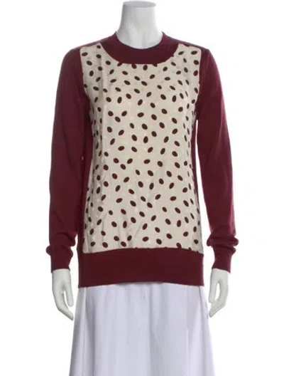Pre-owned Marni Virgin Wool Printed Sweater In Burgundy