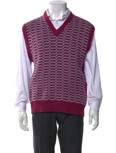Pre-owned Marni Virgin Wool Printed Sweater Vest In Purple