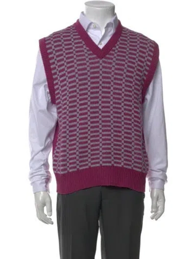 Pre-owned Marni Virgin Wool Printed Sweater Vest In Purple