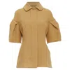 Marni Virgin Wool Puff Darted Sleeve Zip Round Collar Coat In Yellow