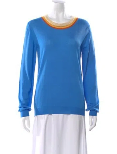 Pre-owned Marni Virgin Wool Scoop Neck Sweater In Blue