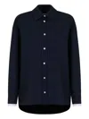 Marni Womens 00b99 Contrast-cuff Relaxed-fit Wool Shirt In Black