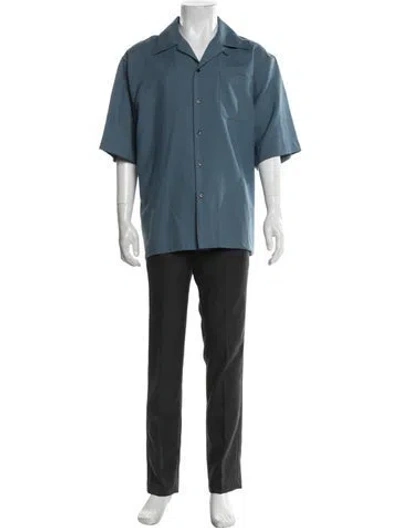 Pre-owned Marni Virgin Wool Short Sleeve Shirt W/ Tags In Blue