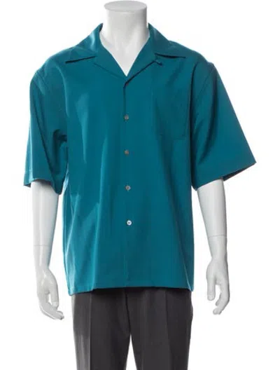Pre-owned Marni Virgin Wool Short Sleeve Shirt W/ Tags In Blue