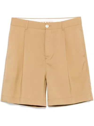 Marni Virgin-wool Shorts In Brown