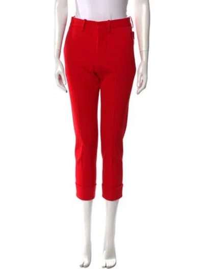 Pre-owned Marni Virgin Wool Skinny Leg Pants In Red