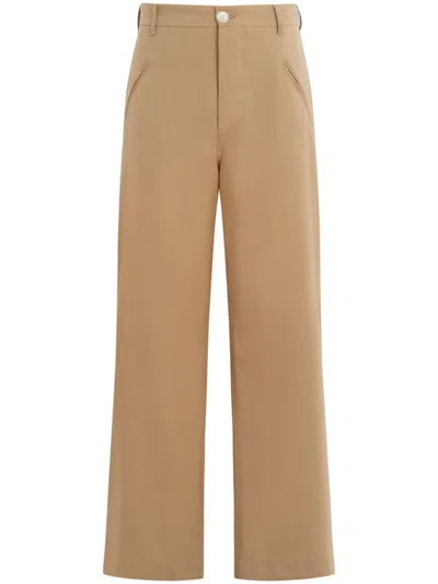Marni Virgin Wool Straight-leg Trousers In Neutrals