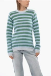 Marni Virgin Wool Striped Crew-neck Sweater In Green