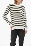 Marni Virgin Wool Striped Crew-neck Sweater In White