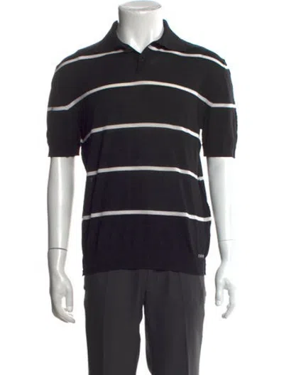 Pre-owned Marni Virgin Wool Striped Polo Shirt In Black