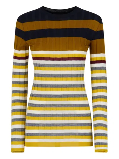 Marni Virgin-wool Striped Sweater In Brown