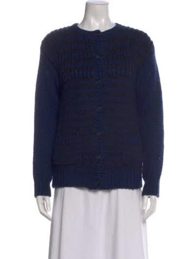 Pre-owned Marni Virgin Wool Striped Sweater In Blue