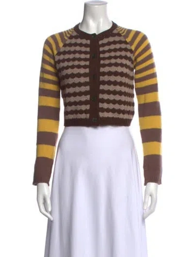 Pre-owned Marni Virgin Wool Striped Sweater In Brown