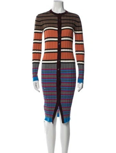Pre-owned Marni Virgin Wool Striped Sweater In Brown