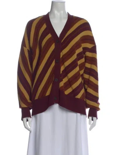 Pre-owned Marni Virgin Wool Striped Sweater In Burgundy