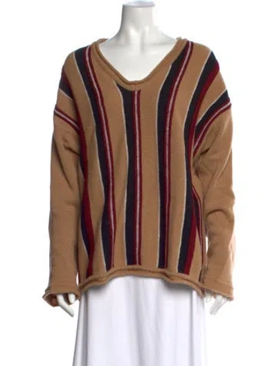 Pre-owned Marni Virgin Wool Striped Sweater In Neutrals