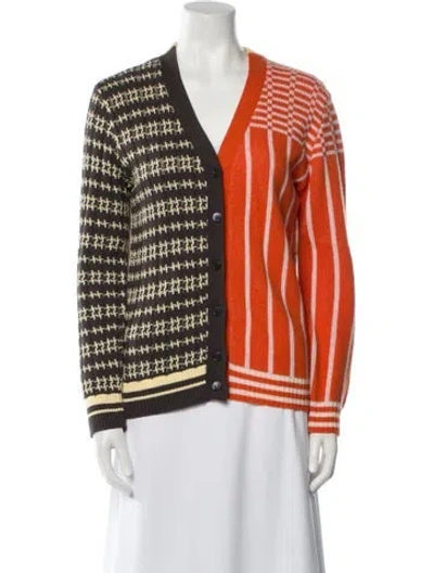 Pre-owned Marni Virgin Wool Striped Sweater In Orange