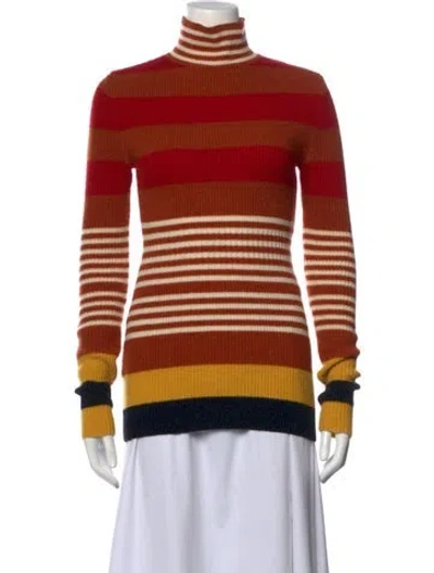 Pre-owned Marni Virgin Wool Striped Sweater In Orange