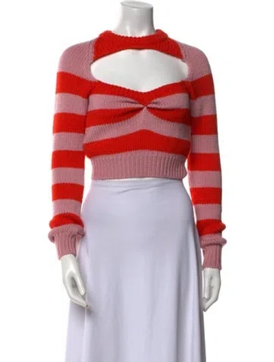 Pre-owned Marni Virgin Wool Striped Sweater In Pink