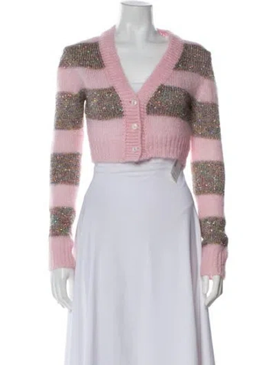 Pre-owned Marni Virgin Wool Striped Sweater In Pink