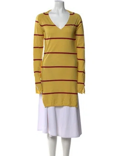 Pre-owned Marni Virgin Wool Striped Sweater In Yellow