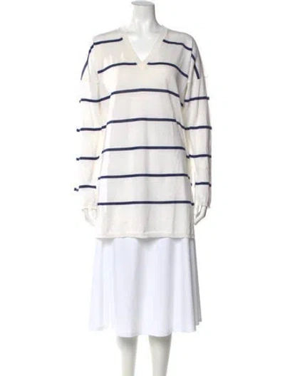 Pre-owned Marni Virgin Wool Striped Tunic In White