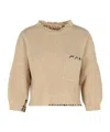 Marni Crew Neck Wool Sweater Embroidered In Neutral