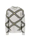 Marni Diamond-check Distressed Jumper In Gray