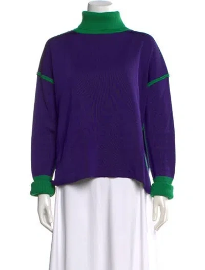Pre-owned Marni Virgin Wool Turtleneck Sweater In Purple