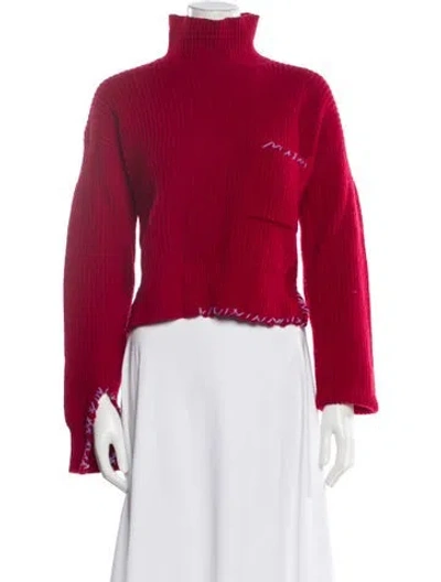 Pre-owned Marni Virgin Wool Turtleneck Sweater In Red