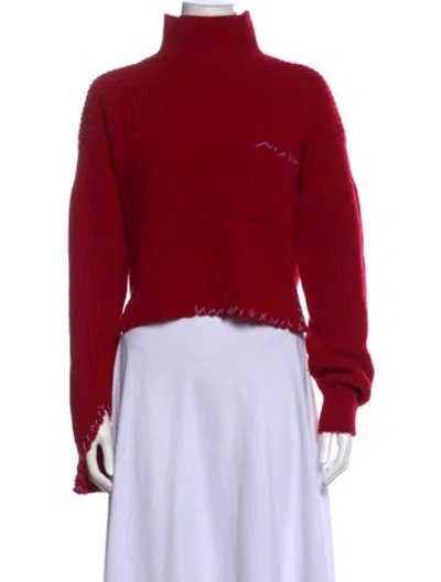 Pre-owned Marni Virgin Wool Turtleneck Sweater In Red