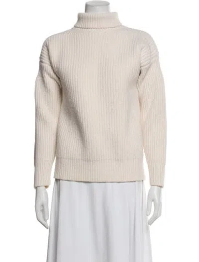 Pre-owned Marni Virgin Wool Turtleneck Sweater In White