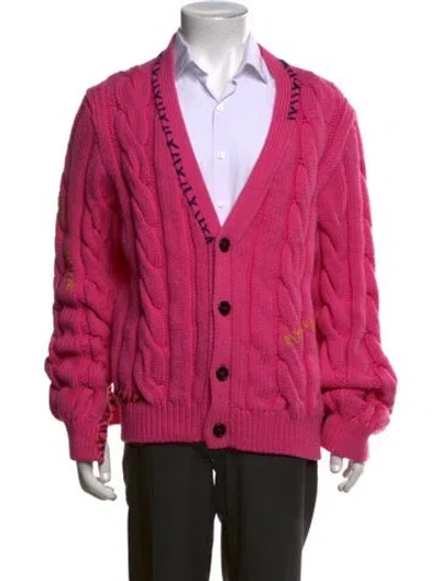 Pre-owned Marni Virgin Wool V-neck Cardigan In Pink