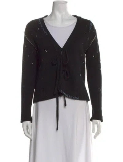 Pre-owned Marni Virgin Wool V-neck Sweater In Black