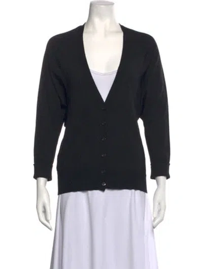 Pre-owned Marni Virgin Wool V-neck Sweater In Black