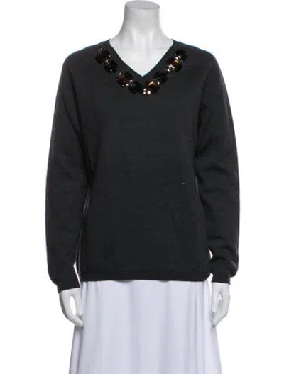 Pre-owned Marni Virgin Wool V-neck Sweater In Blue