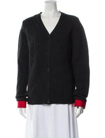 Pre-owned Marni Virgin Wool V-neck Sweater In Blue