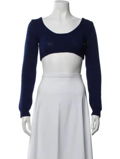 Pre-owned Marni Virgin Wool V-neck Sweater In Blue