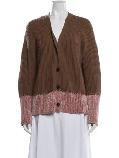 Pre-owned Marni Virgin Wool V-neck Sweater In Brown