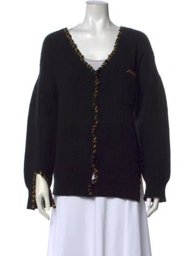 Pre-owned Marni Virgin Wool V-neck Sweater In Multi