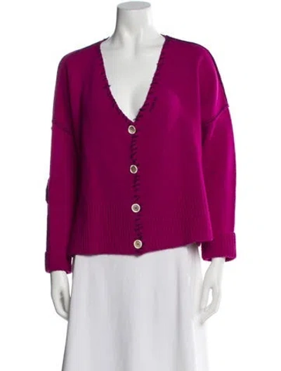 Pre-owned Marni Virgin Wool V-neck Sweater In Purple