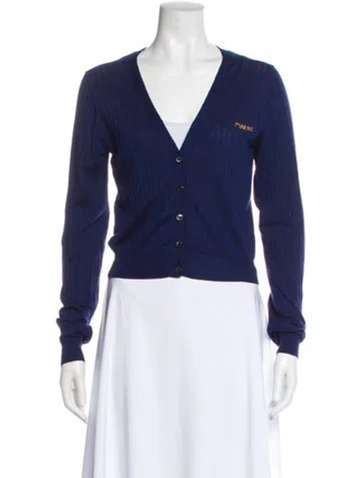 Pre-owned Marni Virgin Wool V-neck Sweater In Purple