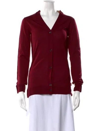 Pre-owned Marni Virgin Wool V-neck Sweater In Red