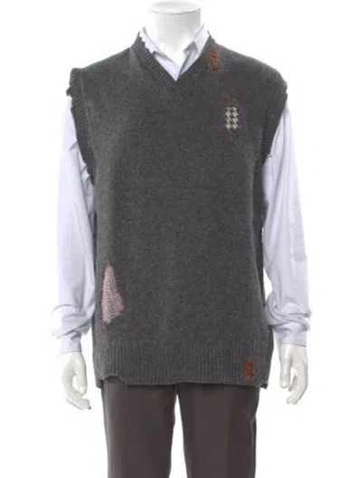 Pre-owned Marni Virgin Wool V-neck Sweater Vest In Gray